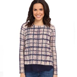 Lucky Brand Plaid Mixed-Media open back top